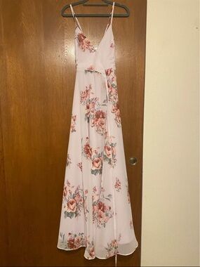 Lulu's Dusty Rose Floral Spaghetti-Strap Maxi Dress